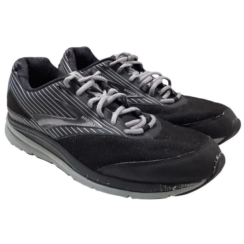 Brooks Walking Shoes Men 12 Black Gray Addiction Walker Suede Lace Up